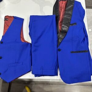 Men's Blue Suit with Black Accents Yuan Lu boys 10 years old royal blue